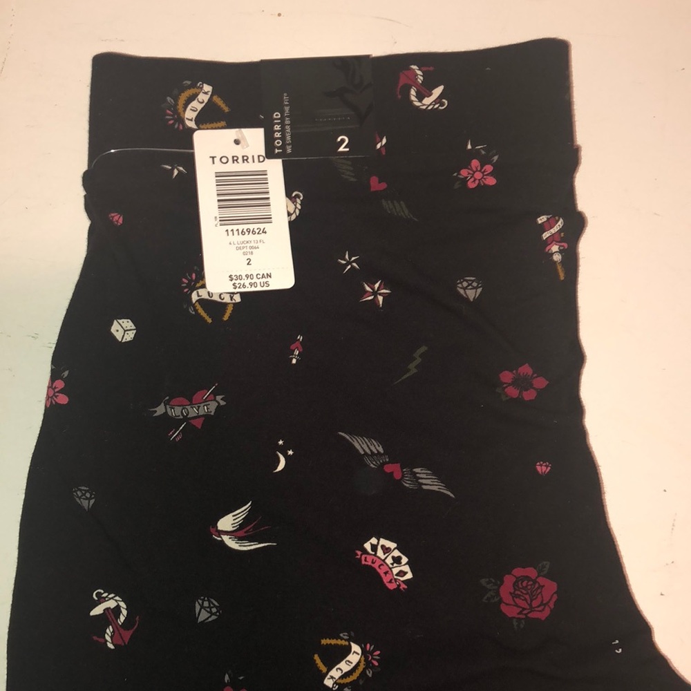 Torrid lucky 13 black legging rockabilly 2X punk
